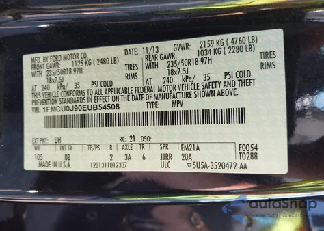 2014 Ford Escape Titanium from USA, damaged, VIN 1FMCU0J90EUB54508